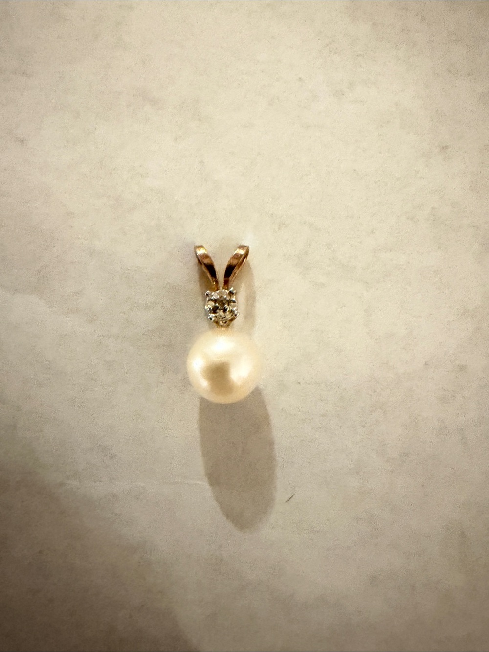 Genuine Cultured Pearl & Diamond Pendant 10K Yellow Gold